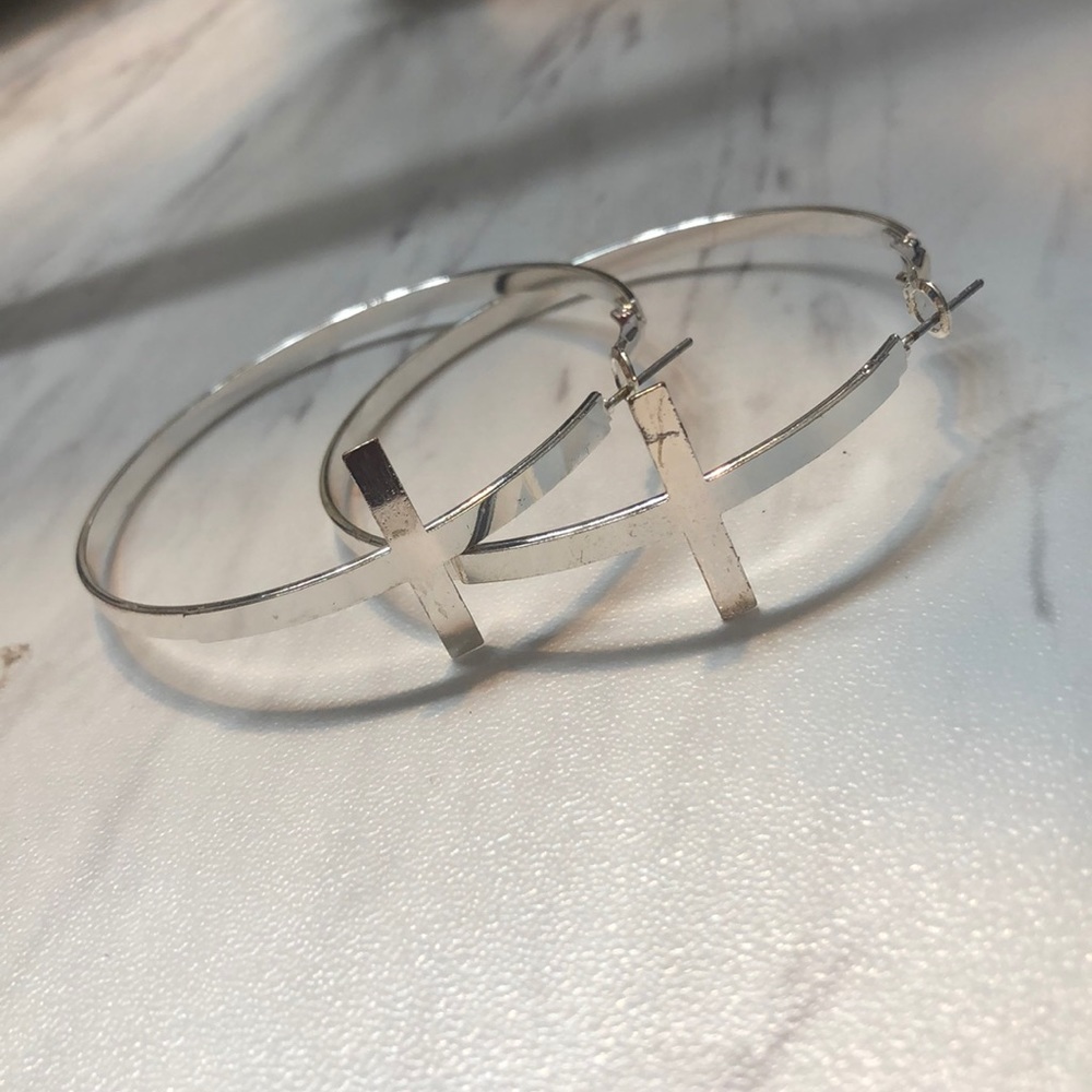 Cross Hoop Earrings